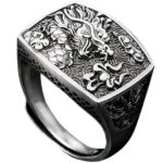Dragon Ring Signet Silver Sterling