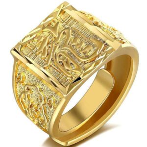 Dragon Ring Chinese Symbol Gold Plated
