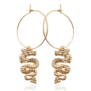 Dragon Earrings Dangling Zinc Golden