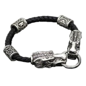 Dragon Bracelet Viking Rune Leather