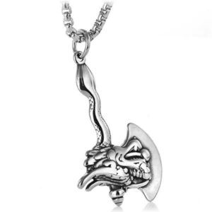 Dragon Necklace Axe Viking Stainless Steel