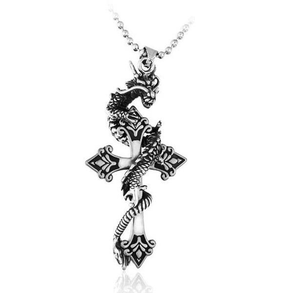 Manly Dragon Necklace Steel