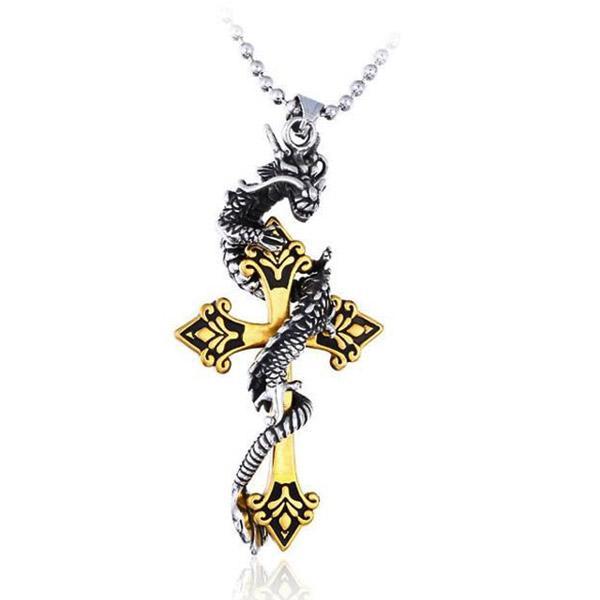 Manly Dragon Necklace Steel