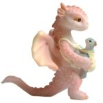 Dragon Figure Pink Resin Mother and Son