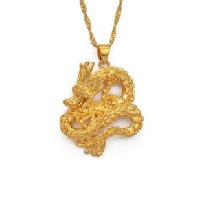 Dragon Coin Necklace Gold