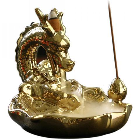 Golden Japanese Dragon Incense Burner