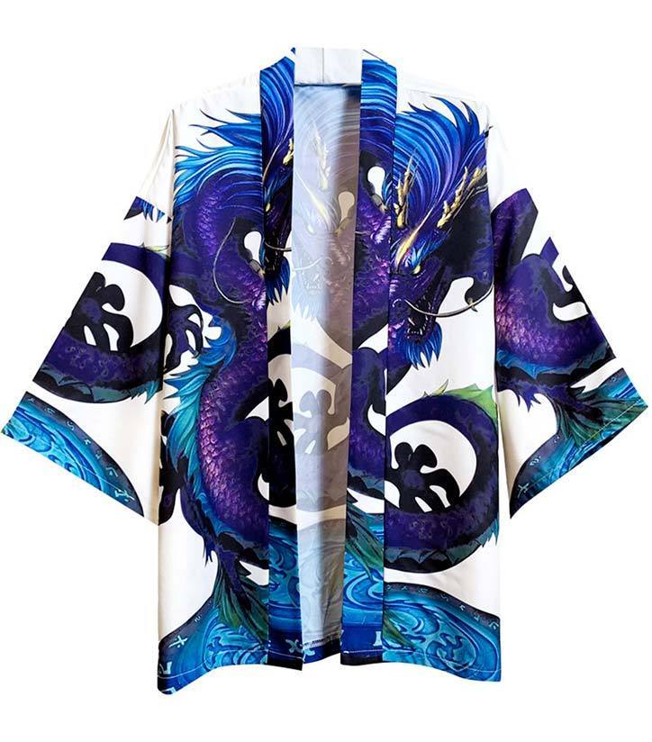 Dragon Kimono Violet Polyester