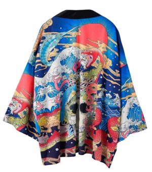Printed Japanese Style Dragon Kimono