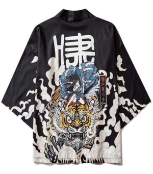 Dragon Kimono Oriental Style Tiger Polyester