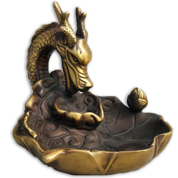 Dragon Incense Burner Brass 15cm Handcrafted