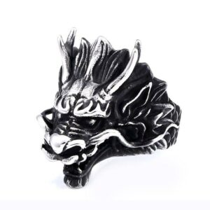 Black Chinese Dragon Head Ring