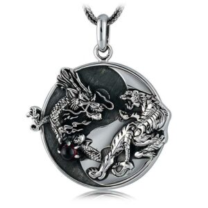 Tiger And Dragon Necklace Sterling Silver