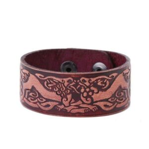 Leather Dragon Bracelet Viking Patterns
