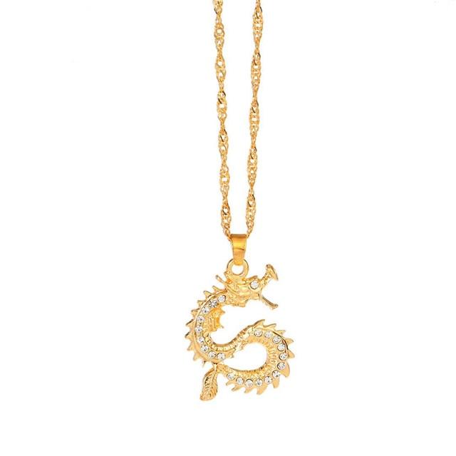 Gold Dragon Necklace Jade