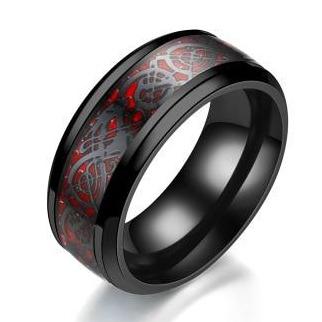 Dragon Ring Red With Celtic Patterns