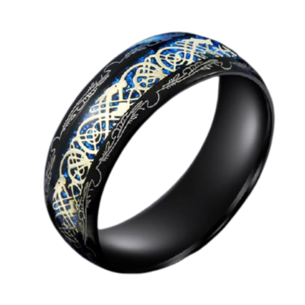 Light Tungsten Ring With Silver Dragon Inlay