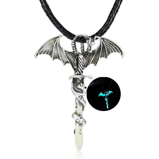 Glow in the Dark Dragon Sword Necklace Turquoise