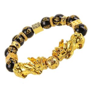 Chinese Beaded Dragon Bracelet Gold