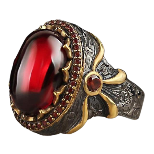 Red Dragon Eye Scale Ring Gold