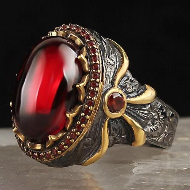 Red Dragon Eye Scale Ring Gold