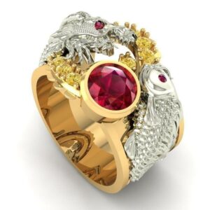 Red Dragon Ring Gold