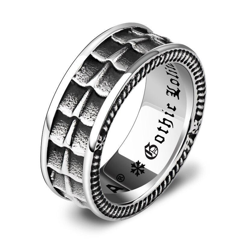 Gothic Dragon Scale Ring Steel