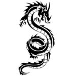 Dragon Sticker Oriental Style Black