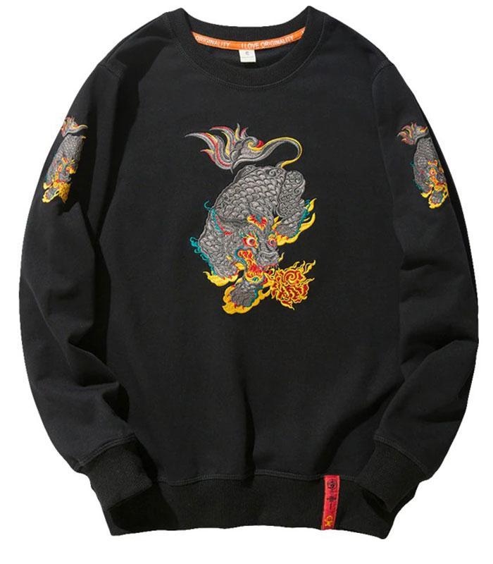 Dragon Hoodie Qilin Cotton Streetwear