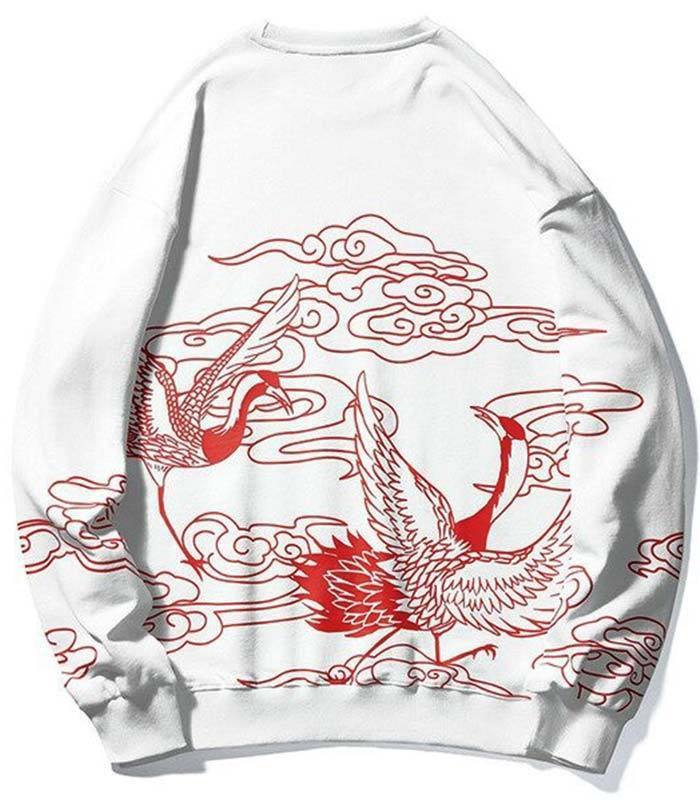 Dragon Hoodie Japanese Crane Cotton