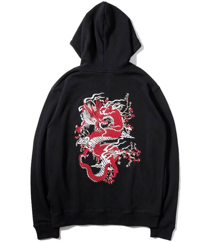 Embrodered Pattern of Japanese Dragon Hoodie