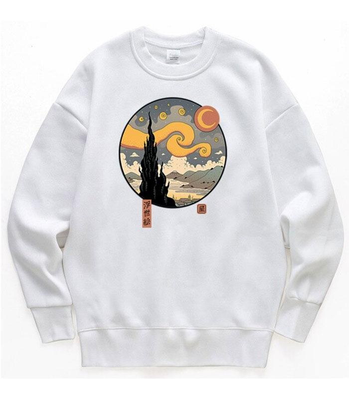 Dragon Sweater Starry Night Ukiyo-e Cotton