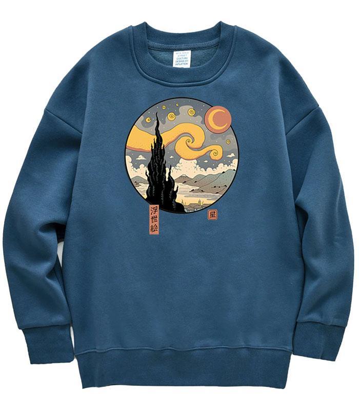 Dragon Sweater Starry Night Ukiyo-e Cotton