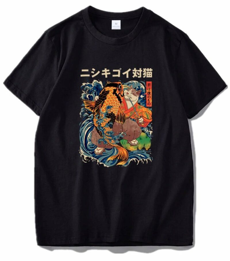 Dragon Tshirt Cat and Japanese Carp