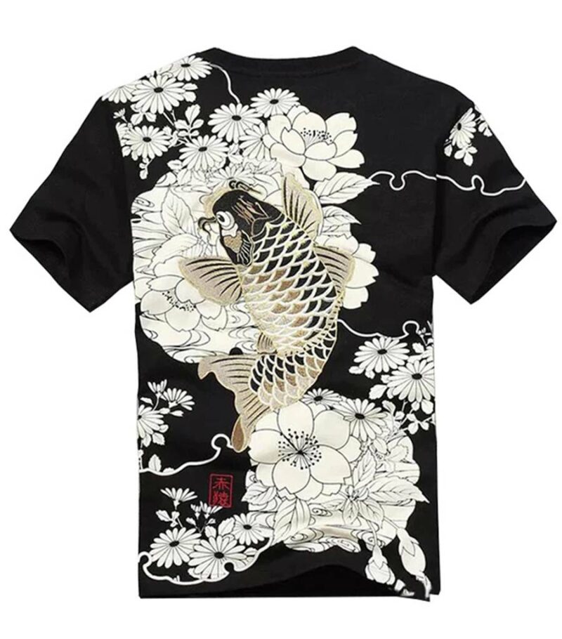 Dragon Tshirt Koi Carp Embroidered Cotton