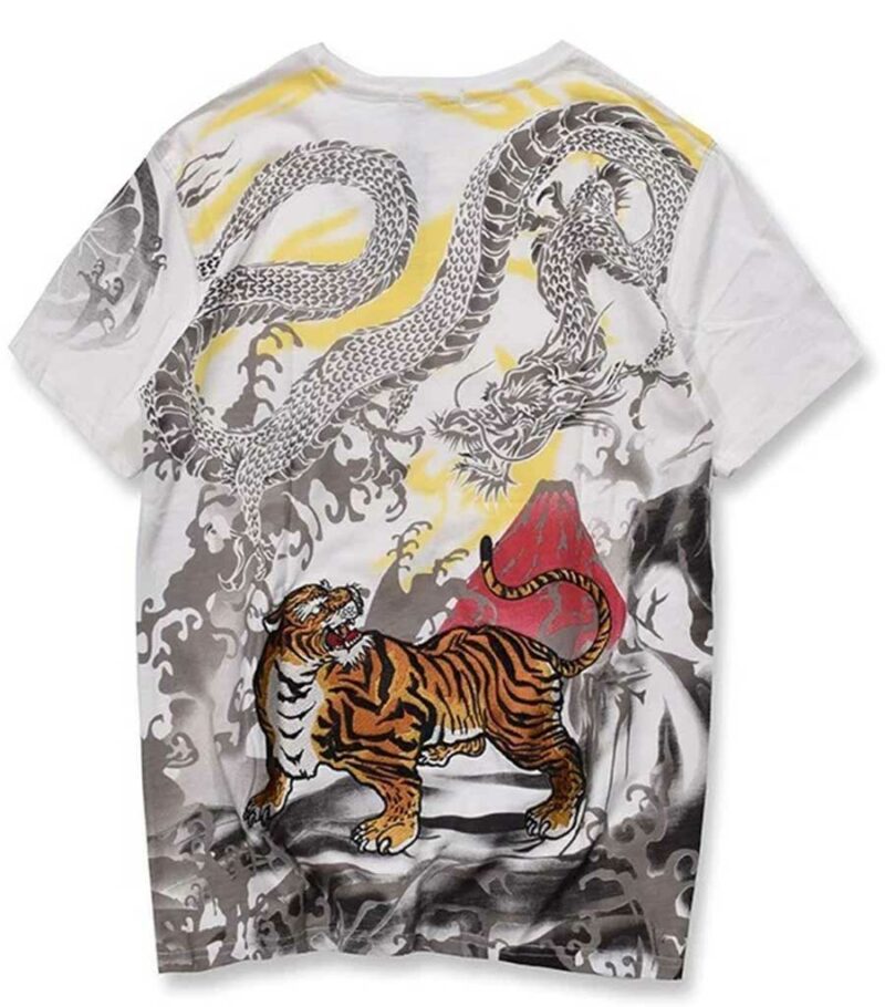 Dragon Tshirt Tiger Fight Japanese Art