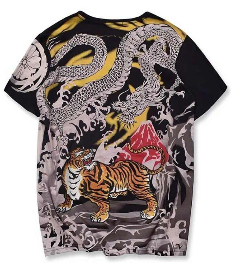 Dragon Tshirt Tiger Fight Japanese Art