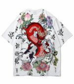 Dragon Tshirt Art Japanese Flowers