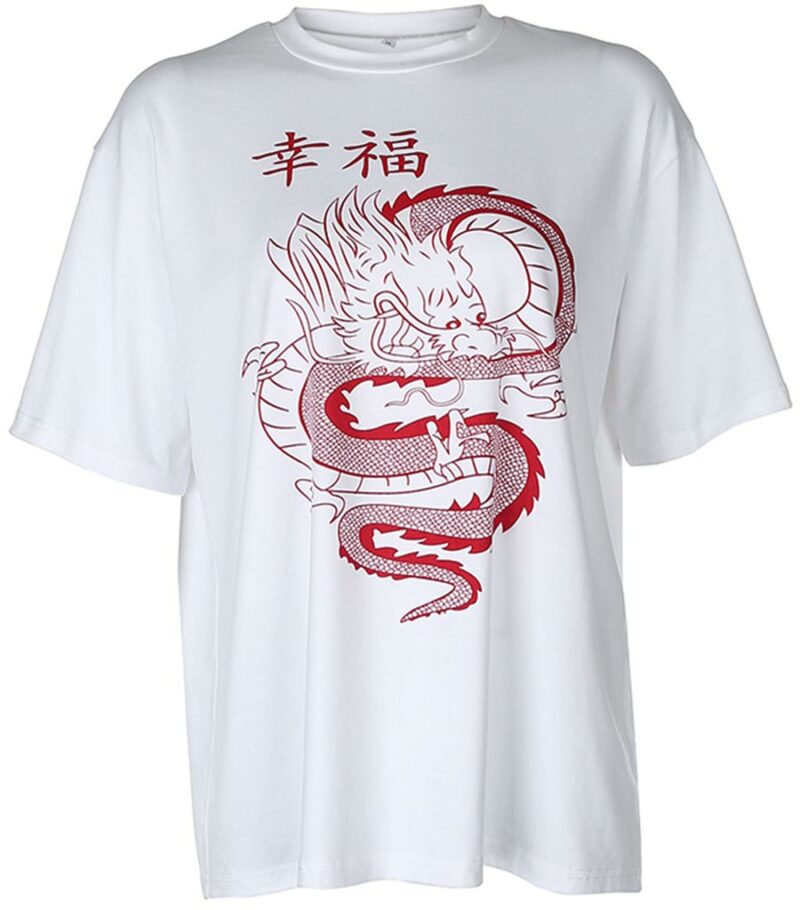 Dragon Tshirt Japanese Women Cotton Polyester