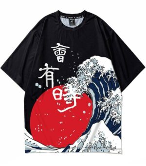 Dragon Tshirt Japanese Wave Biologic Cotton