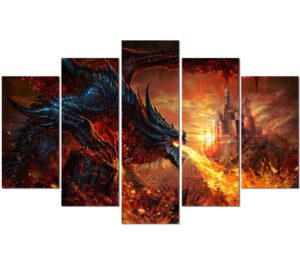 Red Dragon Painting Wall Art